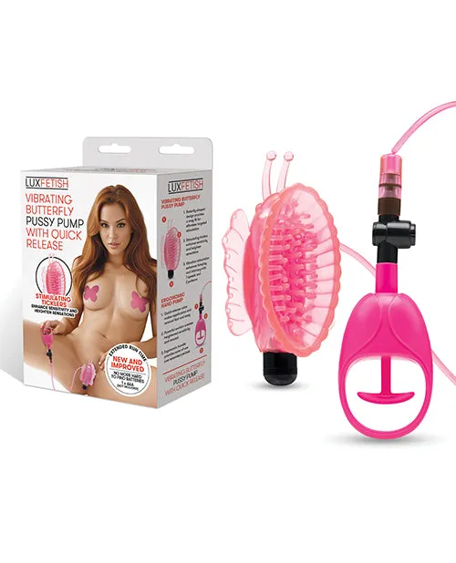 Female Sex Toys Lux Fetish Vibrating Butterfly Pussy Pump wQuick Release Pink Electric Eel INC