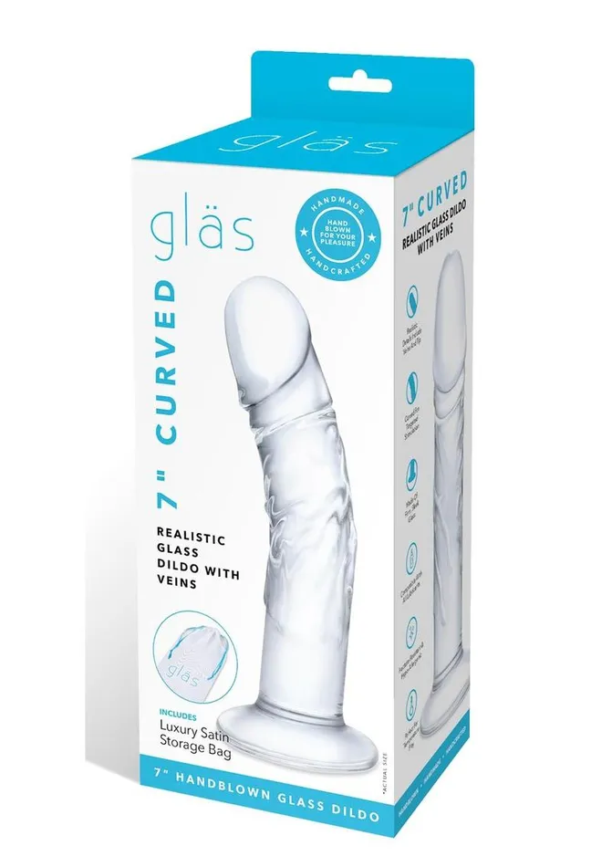 Glas Dildos Glas Curved Realistic Glass Dildo with Veins