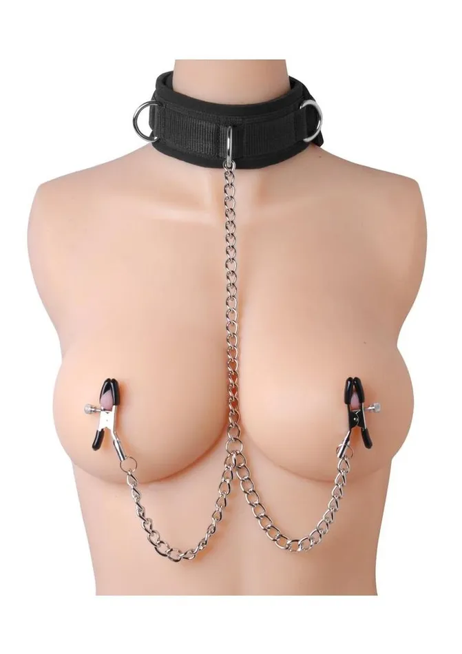 Male Sex Toys Master Series Submission Collar and Nipple Clamp Union Master Series