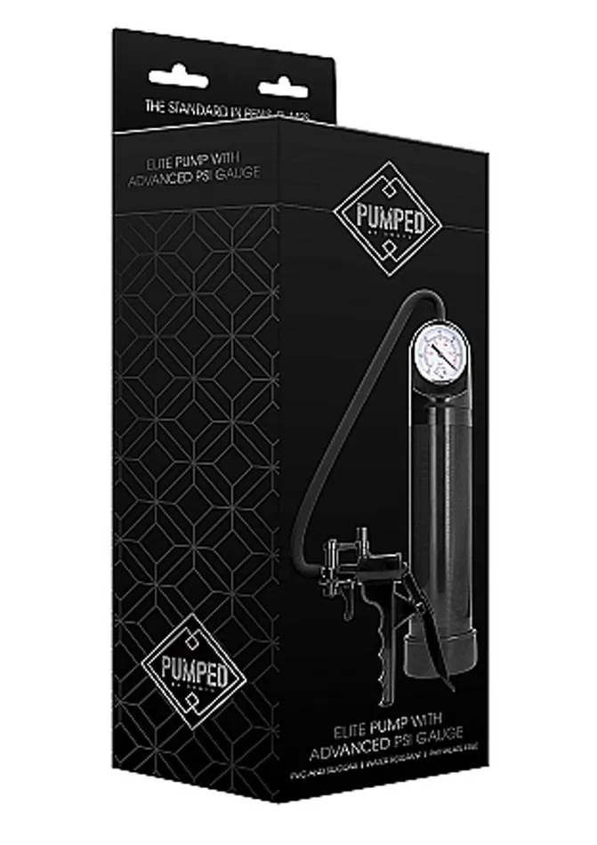 Male Sex Toys Pumped Pumped By Shots Elite Penis Pump with Advanced Psi Gauge