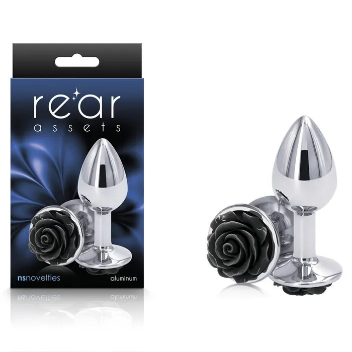 NS Novelties Anal Rear Assets Rose Small Chrome 76 cm with Black Rose Base