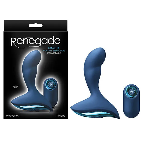 NS Novelties Renegade Mach II Blue USB Rechargeable Vibrating Anal Plug with Wireless Remote Male Sex Toys