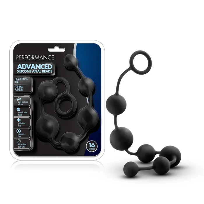 Performance 16 Inch Silicone Anal Beads Black Blush Novelties Anal