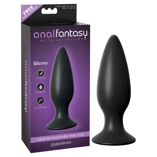 Pipedream Anal Anal Fantasy Elite Collection Large Rechargeable Anal Plug Black 135 cm 53 USB Rechargeable Vibrating Butt Plug