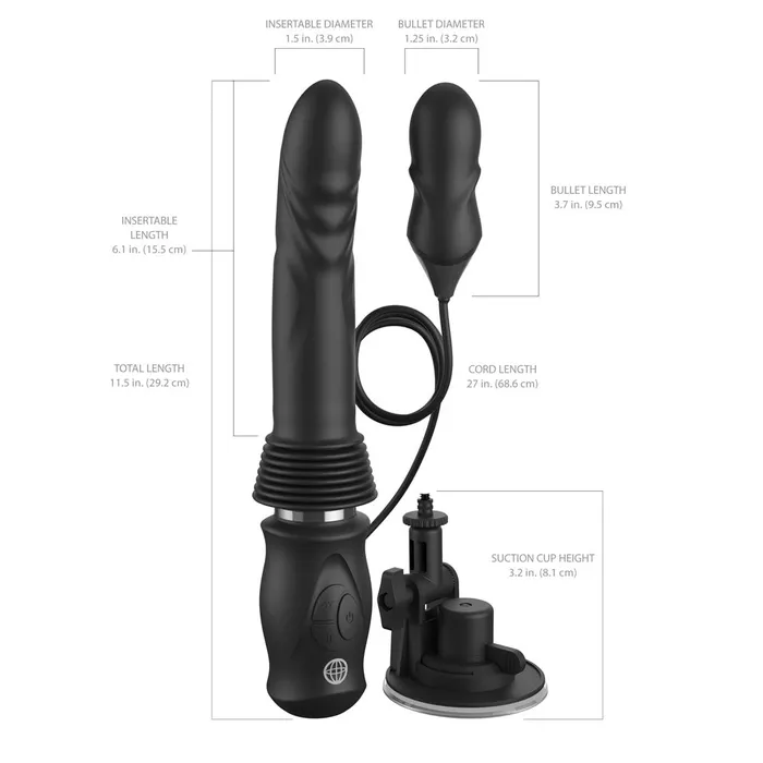 Pipedream FFS Ultimate Silicone Thruster Black USB Rechargeable Thrusting Vibrator Vibrators