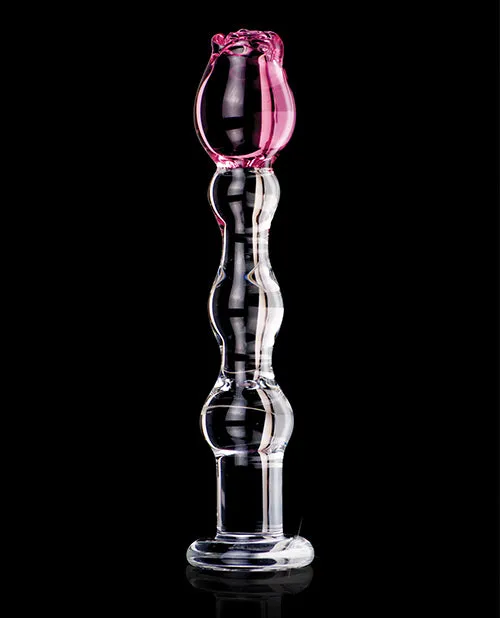 Pipedream Products Icicles No 12 Hand Blown Glass Massager Clear wRose Tip Dildos