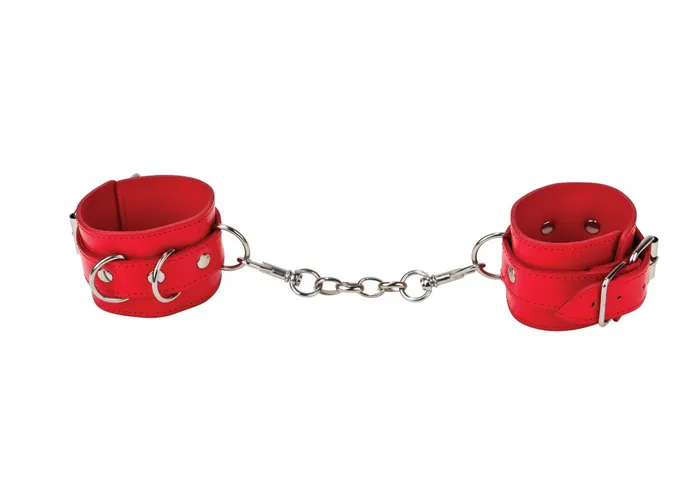 Restraints Shots Ouch Leather Cuffs Red