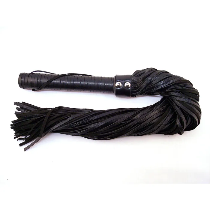 Rouge Garments Restraints Rouge Flogger Leather with Lther Handle Black