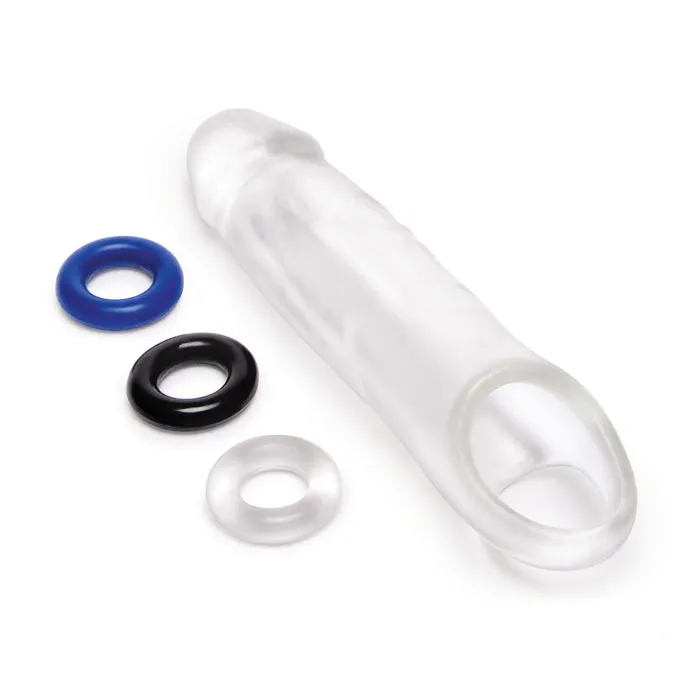 Size Up 1 Inch SeeThru Penis Extender with Ball Loop Clear 25 cm Xgen Products Male Sex Toys