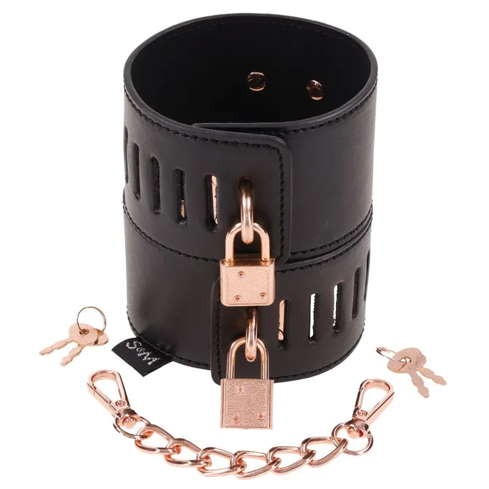 Sportsheets Anal Sex Mischief Brat Locking Cuffs BlackRose Gold