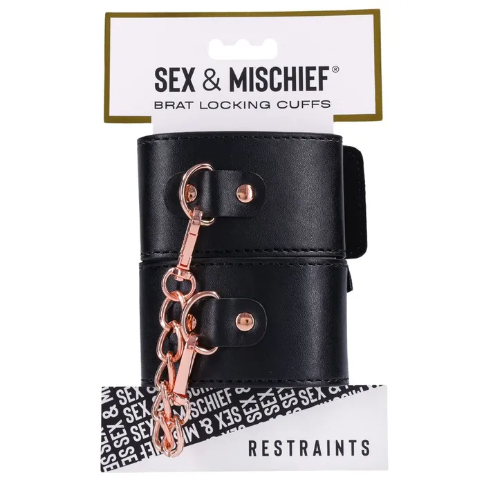 Sportsheets Anal Sex Mischief Brat Locking Cuffs BlackRose Gold