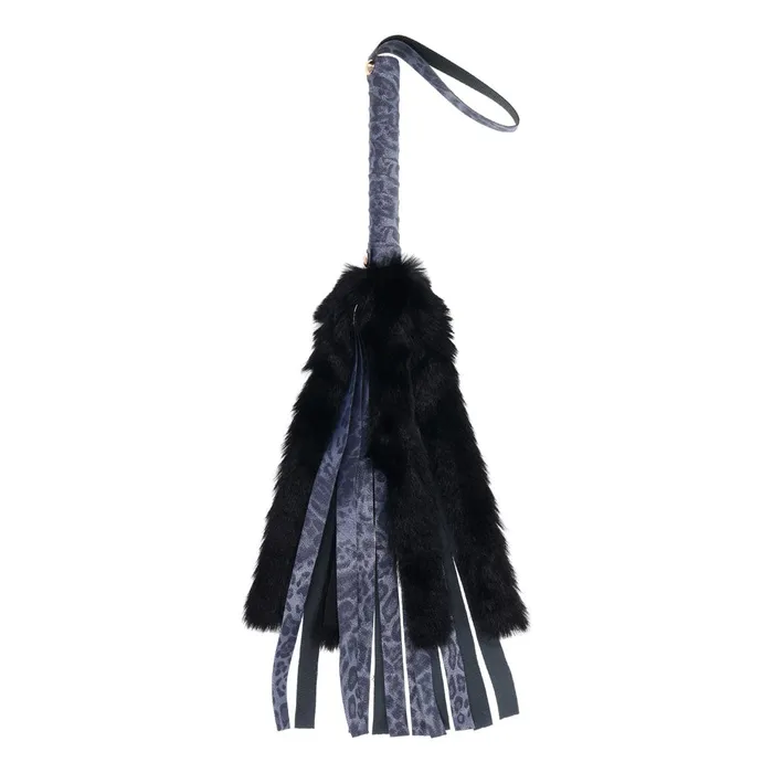 Sportsheets Anal Sex Mischief Cougar Faux Fur Flogger Navy Black