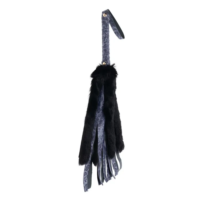 Sportsheets Anal Sex Mischief Cougar Faux Fur Flogger Navy Black