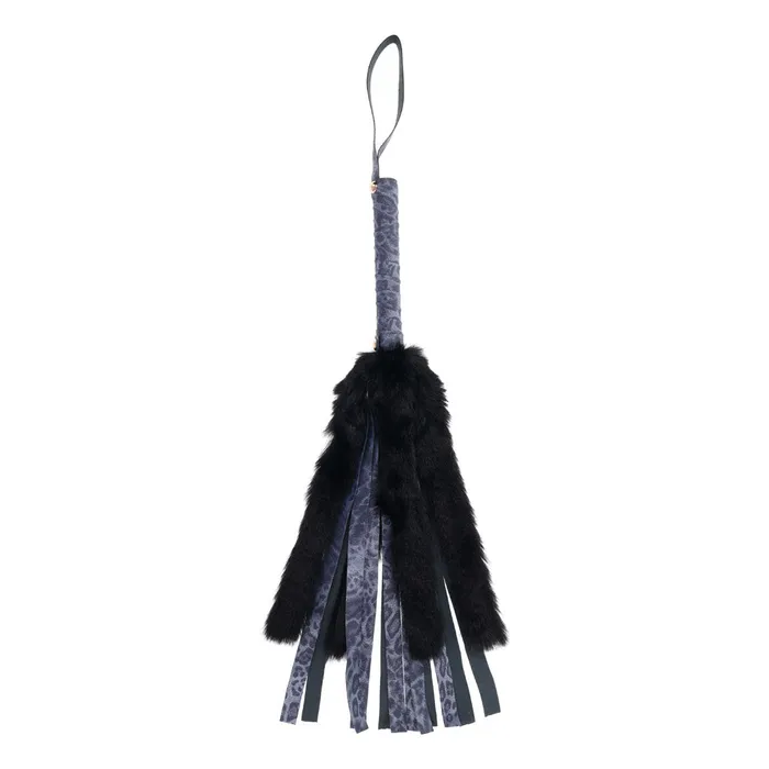 Sportsheets Anal Sex Mischief Cougar Faux Fur Flogger Navy Black