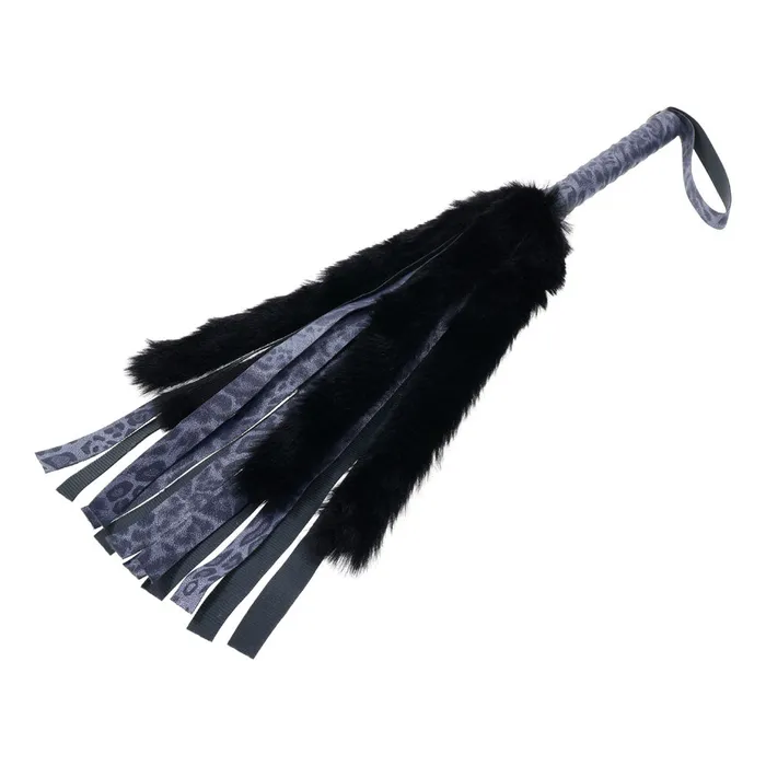 Sportsheets Anal Sex Mischief Cougar Faux Fur Flogger Navy Black