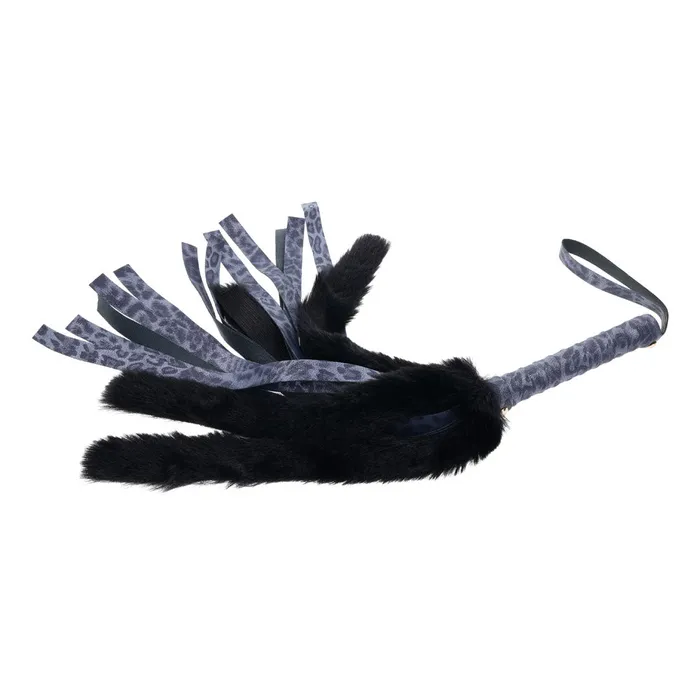 Sportsheets Anal Sex Mischief Cougar Faux Fur Flogger Navy Black