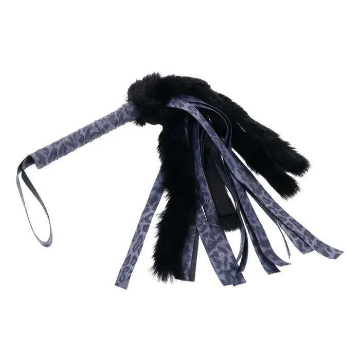 Sportsheets Anal Sex Mischief Cougar Faux Fur Flogger Navy Black