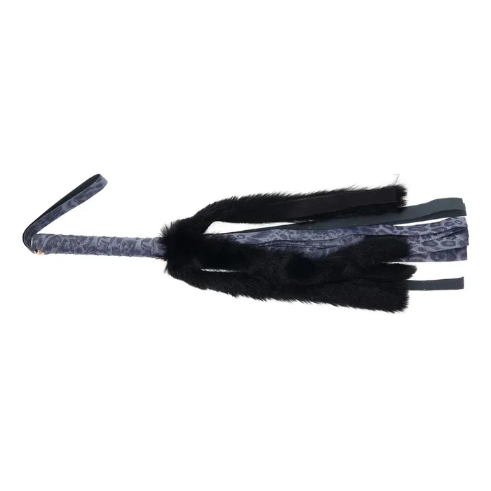 Sportsheets Anal Sex Mischief Cougar Faux Fur Flogger Navy Black