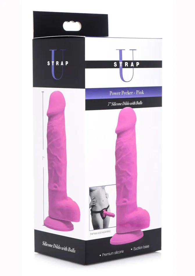 STRAP U Strap U Power Pecker Silicone 7in Dildo with Balls Female Sex Toys