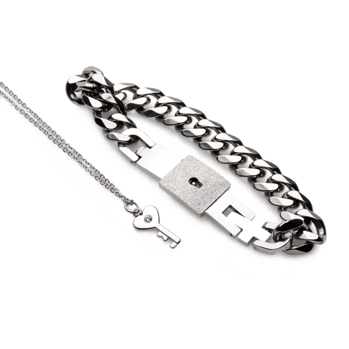 Vibrators XR Brands Chained Locking Bracelet and Key Necklace