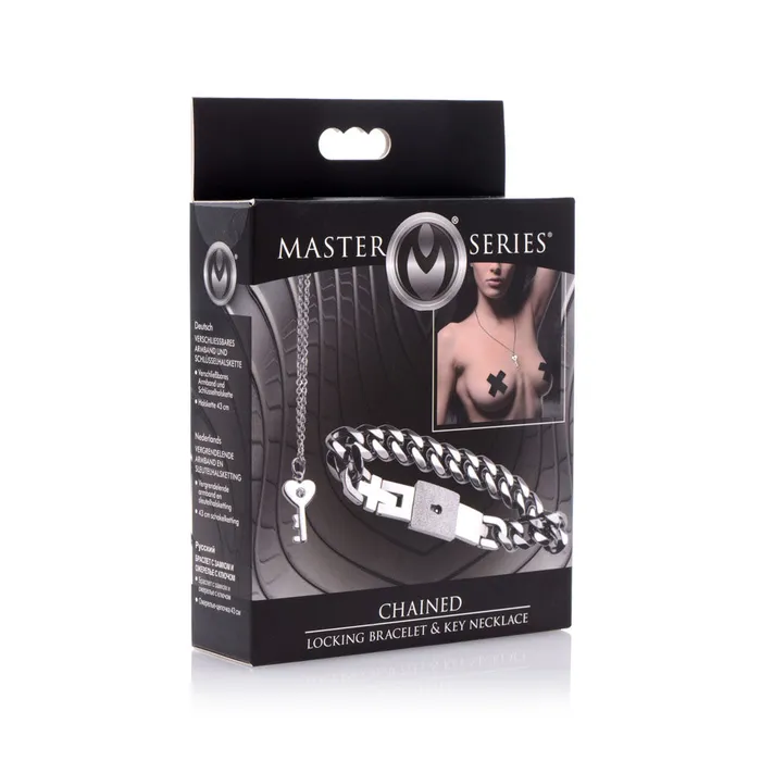 Vibrators XR Brands Chained Locking Bracelet and Key Necklace