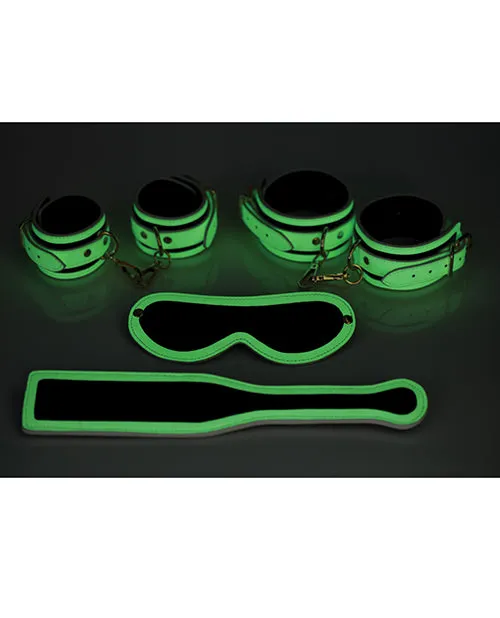 Xr LLC Dildos Master Series Kink in the Dark Glowing Cuffs Blindfold Paddle Set