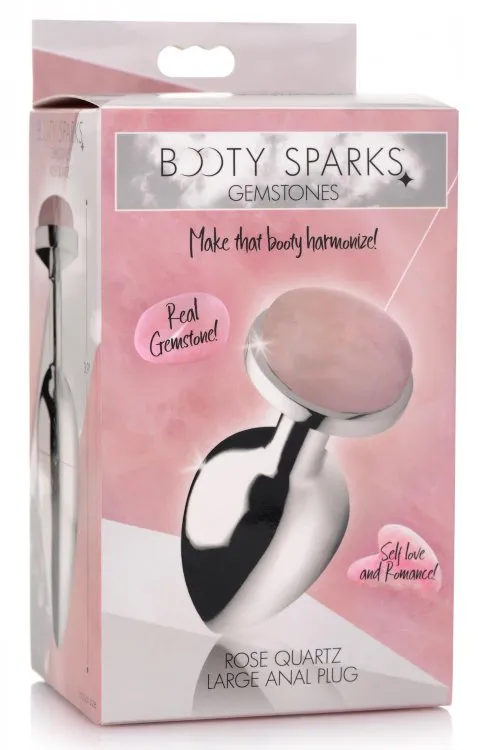 Booty Sparks Gemstones Large Anal Plug with Rose Quartz XR Brands Male Sex Toys