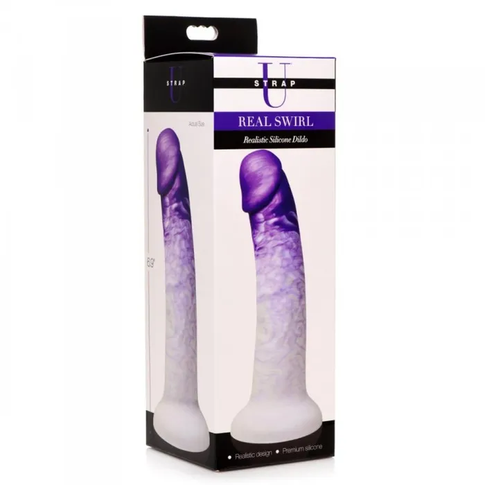 Dildos XR Brands Strap U Real Swirl Realistic Dildo Purple