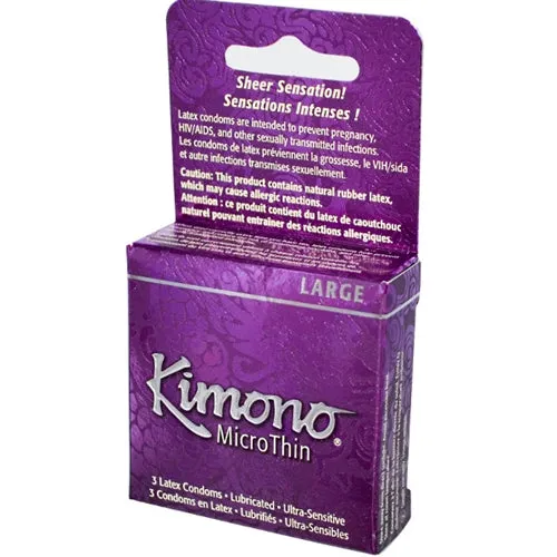 Kimono Condoms Kimono Microthin Large 3 Pack Male Sex Toys