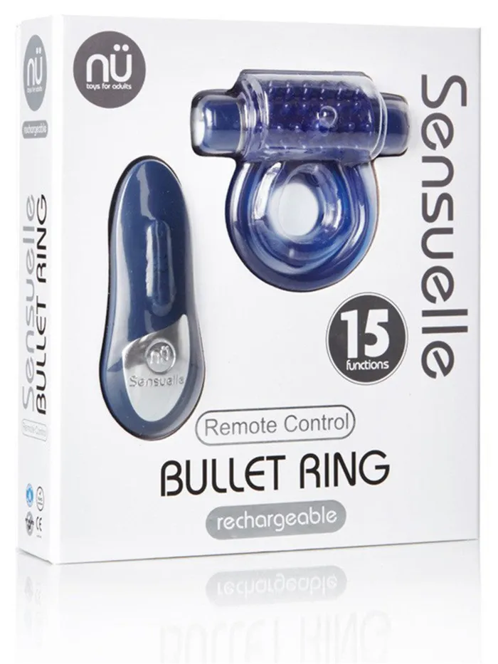 NU SENSUELLE Vibrators NU SENSUELLE RECHARGE REMOTE BULLET RING BLUE