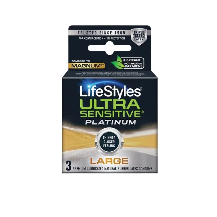 other Male Sex Toys Lifestyles Ultra Sensitive Platinum Condoms Large 3