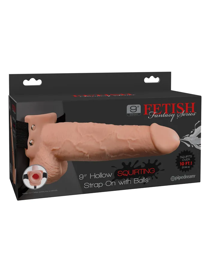 Pipedream Fetish Fantasy Series 9 Hollow Squirting Strapon With Balls Flesh Female Sex Toys