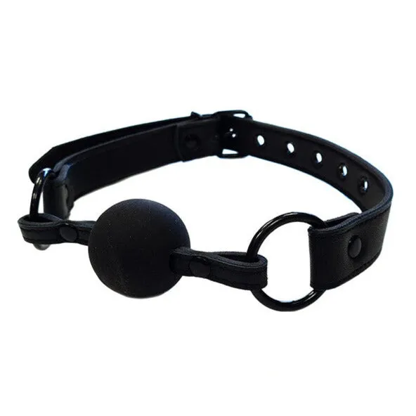 Rouge Garments Plain Leather Ball Gag Black Rouge Restraints