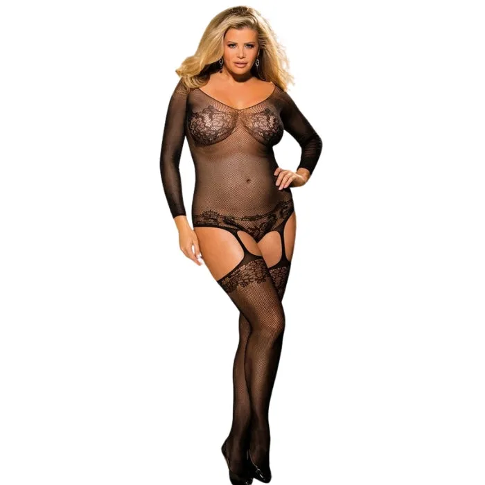Shirley of Hollywood Anal Queen Long Sleeve Bodystocking Black