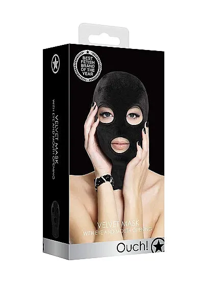 SHOTS AMERICA Velvet Velcro Mask With Mouth Eye Opening Black Anal