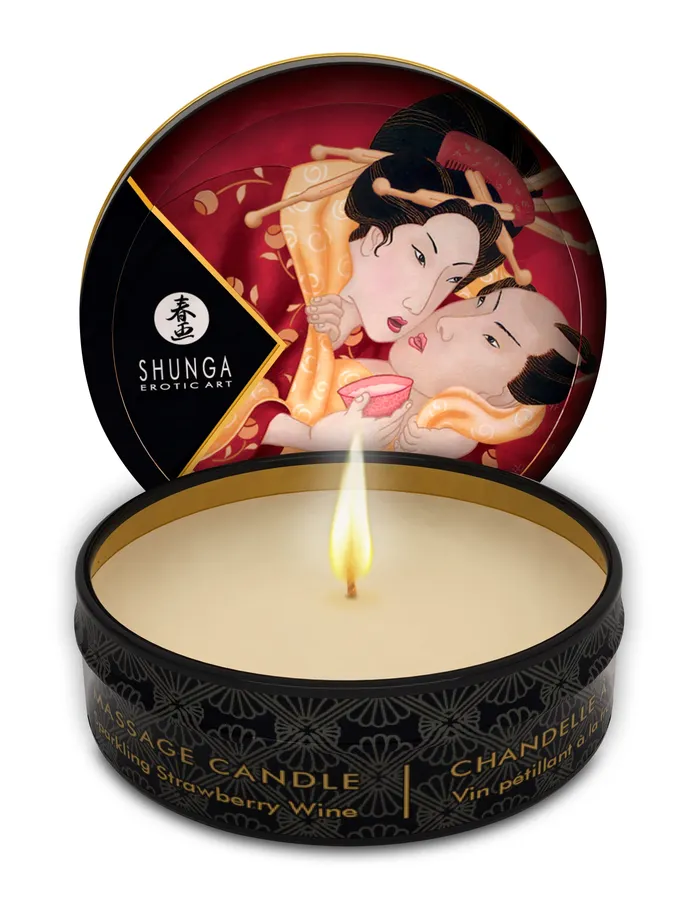 Shunga Couples Mini Massage Candle Romance Sparkling Strawberry Wine 1 Fl Oz