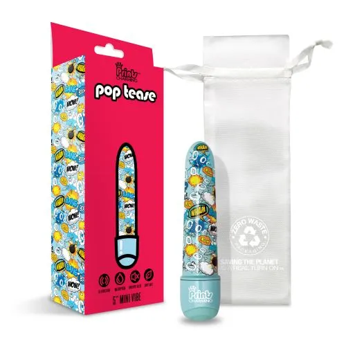 Vibrators Global Novelties Prints Charming Pop Tease 5in Mini Vibe Bang Blue