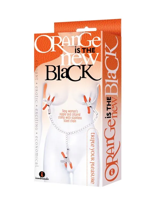 Vibrators Icon Brands 9s Orange Is The New Black Triple Your Pleasure Clamps Chain