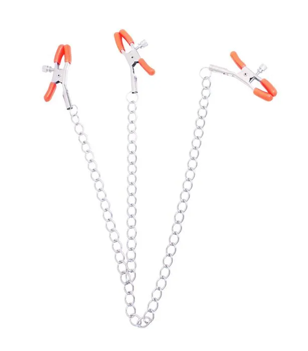 Vibrators Icon Brands 9s Orange Is The New Black Triple Your Pleasure Clamps Chain