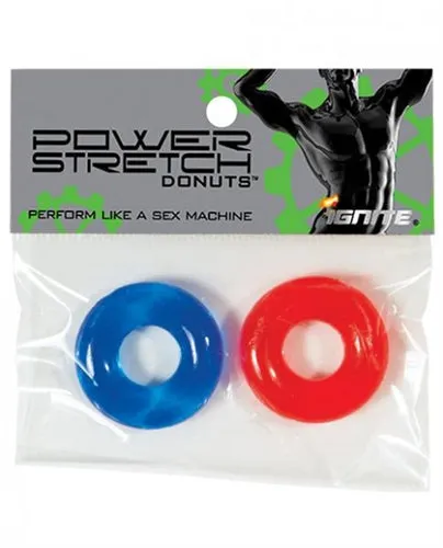 Vibrators SI Novelties Power Stretch Donuts 2 Pack Red and Blue