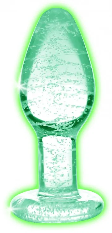 XR Brands Booty Sparks GlowintheDark Small Glass Anal Plug Anal