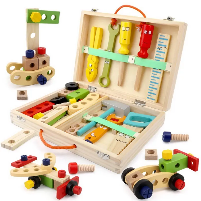 3ZToyBox Anal Tool Kit for Kids Wooden Tool Box Set Childs Carpenters Set