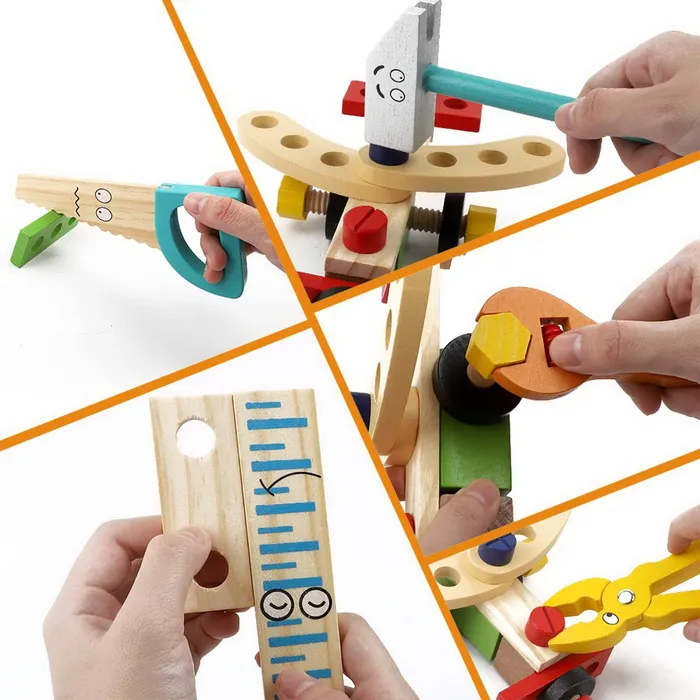 3ZToyBox Anal Tool Kit for Kids Wooden Tool Box Set Childs Carpenters Set