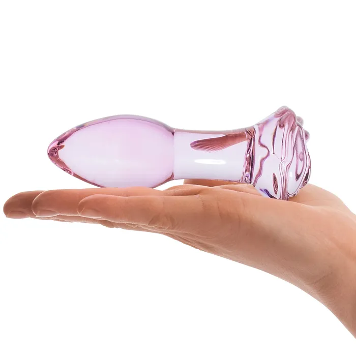 5 Inch Rosebud Glass Butt Plug Pink Glas Anal