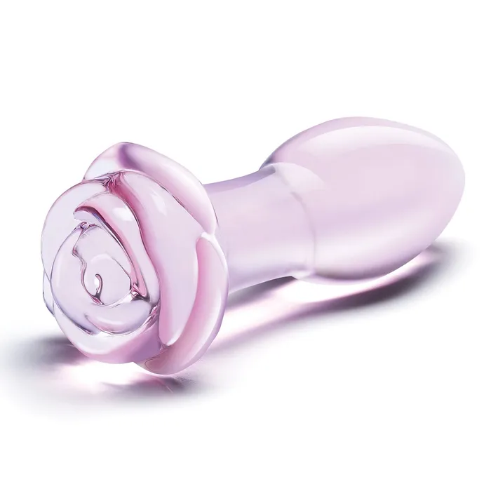 5 Inch Rosebud Glass Butt Plug Pink Glas Anal