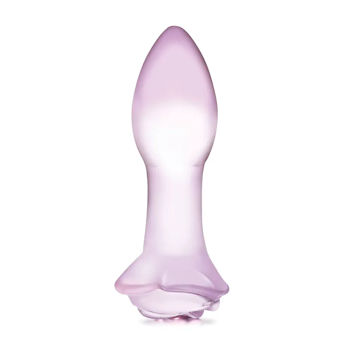 5 Inch Rosebud Glass Butt Plug Pink Glas Anal