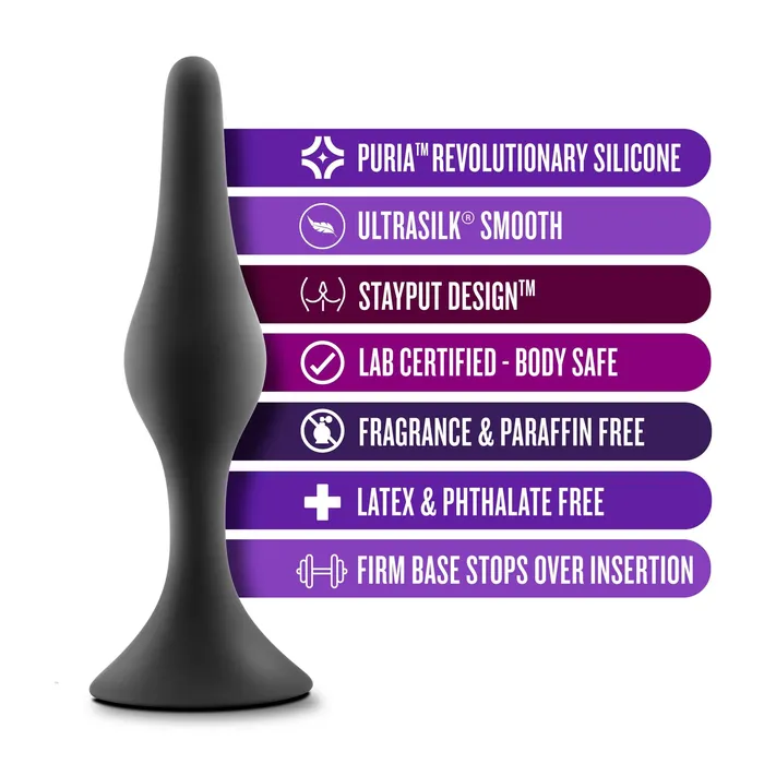 Anal Adventures Platinum Silicone Beginner Plug Medium Black Blush Novelties Male Sex Toys