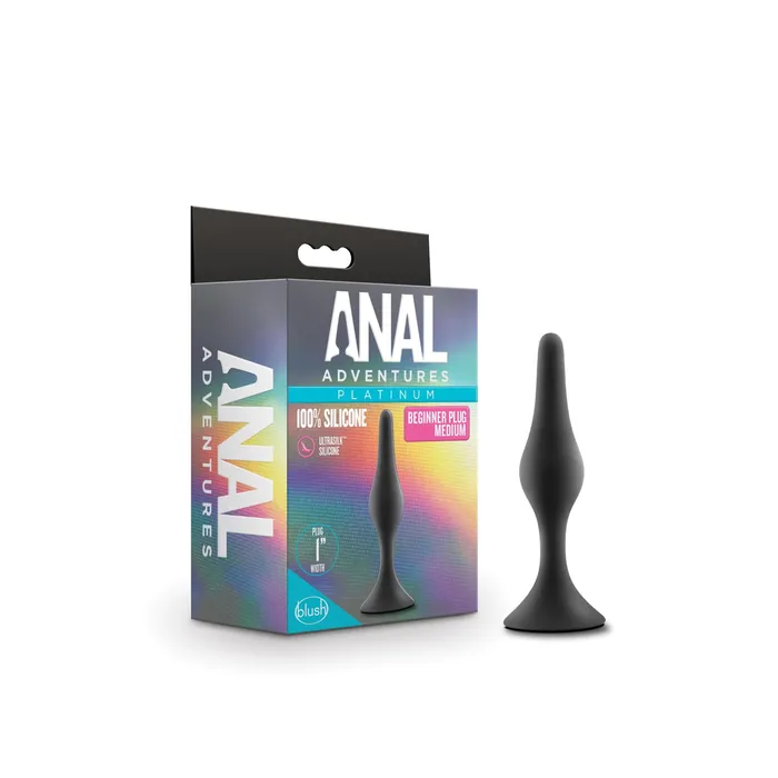 Anal Adventures Platinum Silicone Beginner Plug Medium Black Blush Novelties Male Sex Toys