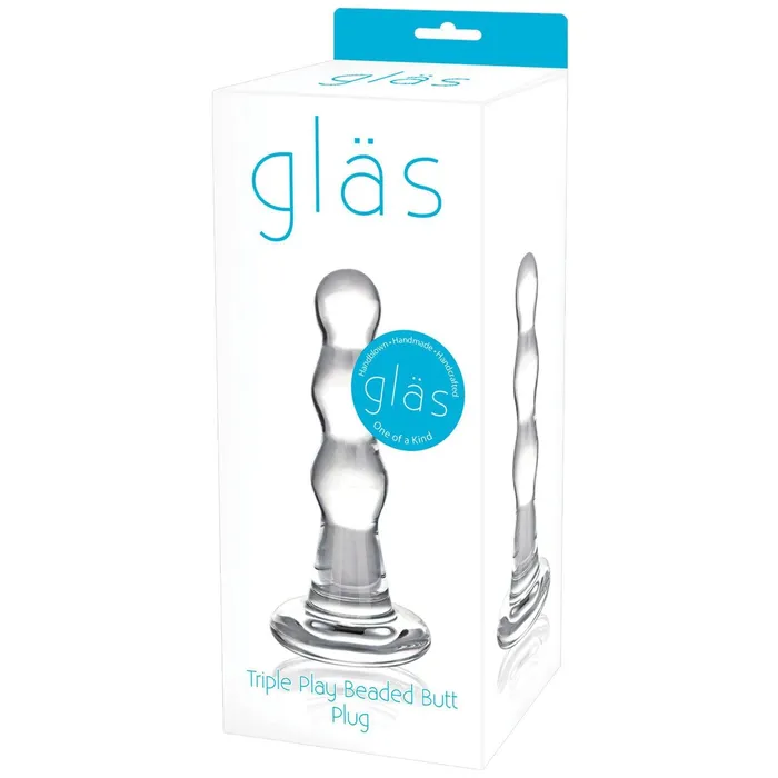 Anal Gls Glas Triple Play Beaded Butt Plug