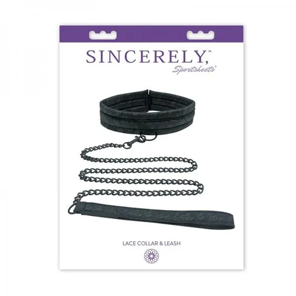 Anal Sportsheets Midnight Lace Collar And Leash Black